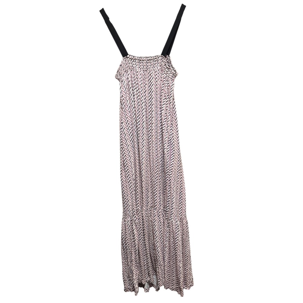 Loft Maxi Dress Womens Small Pink Chevron Smocked Tiered Ruffle Excellent - Picture 7 of 7